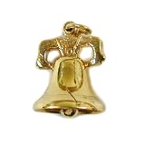 14K Gold Vintage Liberty Bell Charm, three-dimensional