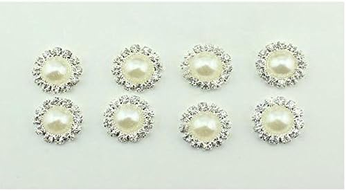 10 pcs 14mm Rhinestone Pearl Button ,Rhinestone Buttons Flat Back For Craft Wedding Accessories