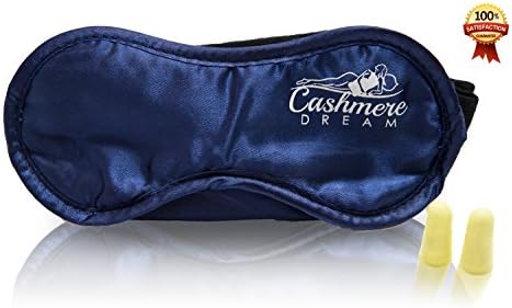 Satin &amp; Velvet Adjustable Sleep Aid Masks with Ear Plugs! Convenient for Travel, Daytime Naps and Nighttime Sleep By Cashmere Dream for Men, Women and Kids! Blue and Washable, One Size Fits All