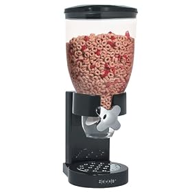 Zevro Single Dry Food Dispenser, Black & Chrome