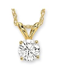 PARIKHS Round Cut Diamond Solitaire Pendant Popular Quality in 10-14k White & Yellow Gold (I-J color, I1 clarity)