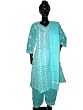 Designer Wear Chikan Kurta-cotton Womens Dress Clothing Blue Green salwar Kurtis Womens Top Chikan Embroidery with Dupatta Size L Free Shipping