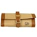 Travel Bag Jewelry Roll Up Leather Tan Brown Gold-Tone Buckle