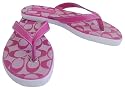 Coach Val Logo Signature Magenta Pink Flip Flops