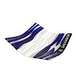 Fused Glass Plate in The Colors of El Salvador, Blue and White w/ Iron Folding Base