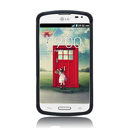 Eagle Cell Hybrid TPU Mesh Net Protective Case Cover for F70 D315/LG Access LTE L31L/L31G /L31C - Retail Packaging - Black/Black