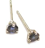 Round Sapphire Studs 3 .5m Three Prong Earrings, White Gold (T.w 040)