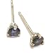 Round Sapphire Studs 3 .5m Three Prong Earrings, White Gold (T.w 040)