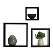 Set of 3 Square Wooden Shelves - Black (9", 7", 5")
