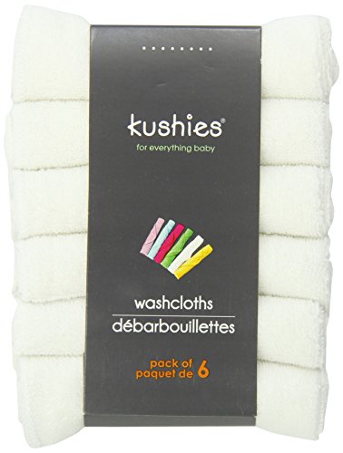 Kushies 6 Pack Wash Cloth Set, White