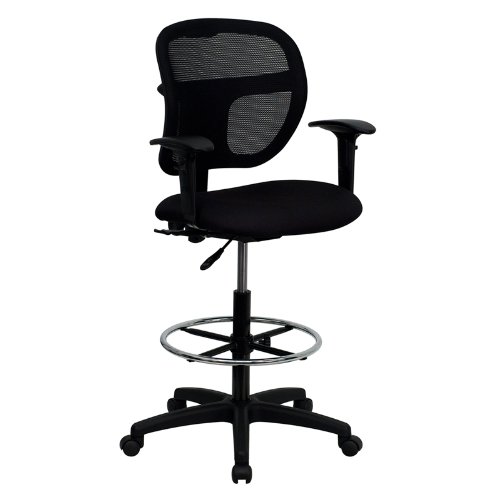 essentials ™ mesh back fabric drafting stool black