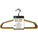 Closet Complete Ultra Thin Heavy Duty No Slip Velvet Suit Hangers, Camel, Set of 10 ~ Closet Complete
