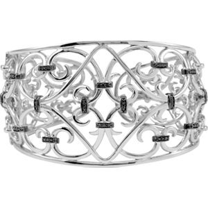 Genuine IceCarats Designer Jewelry Gift Sterling Silver 1/3 Ctw Black Diamond Cuff Bracelet