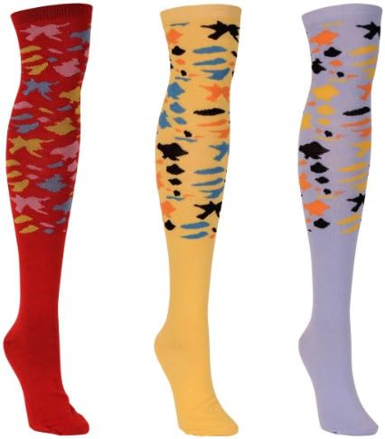 Women's Fun and Colorful Over The Knee Socks 3-Pack - Camo 4