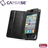 CAPDASE iPhone4 専用 よこ開き Bi-fold ブックタイプ 本革製ケース ブラック WCIH4-5001
