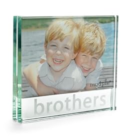 Mud Pie Memories Photo Frame, Glass Block with Sandblasted Detail, Brothers