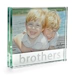 Mud Pie Memories Photo Frame, Glass Block with Sandblasted Detail, Brothers
