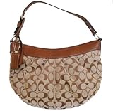 Coach Signature Pleated Hobo Handbag Khaki Brown Bag 13741