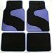 Blue Diamond Plate Swish Curve and Black Carpet Plato Floor Mats for Cars / Truck