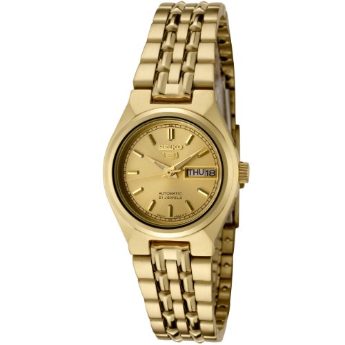 Seiko Women's SYMA04 Seiko 5 Automatic Gold Dial Gold-Tone Stainless Steel Watch