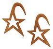 Organic Wood Star Plugs - 4 Gauge - 45mm x 65mm - Sold as a Pair