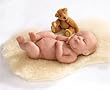 Ashton Drake Doll Silly Me with teddy bear and sheepskin rug - anatomically correct-boy - by Artist Sherry Rawn
