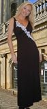 Designer Long Black Cocktail Dress with Lace Detail