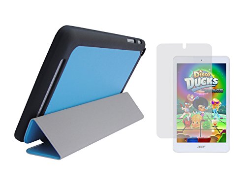 Denim Blue Slim Folding Folio Cover Case and Clear Screen Protector for Acer Iconia Tab 8 (Model A1-860 Only)