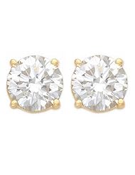 Natural 1.0 ctw Diamond Stud Earrings 14K Yellow Gold