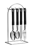 Premier Housewares Tafa 24-Piece Cutlery Set on Wire Stand, Black