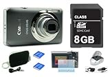 Canon Ixus 115 Grau Digitalkamera mit 8 GB SDHC Karte, Tasche, Schutzfolie, 2 x Fremdhersteller AKKUs und Multifunktion Ladegerät anstatt original