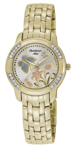 Armitron NOW Women's Swarovski&reg; Crystal Accented Gold-Tone Butterfly Dial Watch #753682SFGP