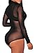 Dearlovers Mesh See Through Mock Neck Bodysuit X-Large Black