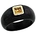 Damen Onyx Ring mit 14 Karat Gold Betonung & Prinzessschliff (4mm) Citrin Stein, (11mm) breit