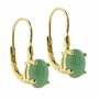18K Gold over Sterling Silver Genuine Green Jade Oval Leverback Earrings