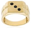 10k Yellow Gold Men's Black Diamond "Lucky #3" Dice Ring (1/4 cttw)