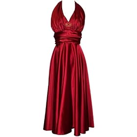 Marilyn Satin Halter Dress Plus Size Holiday Gown