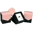 3 Pink & Black Magnetic Lid Ring Jewelry Gift Box Displays