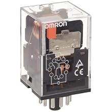 Omron MKS3P DC24 General Purpose Relay with Mechanical Indicator, Basic Model Type, Plug-In Terminal, Non-Standard Internal Connections, Triple Pole Double Throw Contacts, 55.8 mA Rated Load Current, 24 VDC Rated Load Voltage