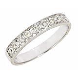 0.11ct Pave Set Diamond Wedding Anniversary Band Ring 10K White Gold (VS Clarity, H Color)