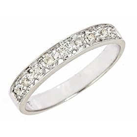0.11ct Pave Set Diamonds Wedding Anniversary Band Ring 10K White Gold (VS Clarity, H Color)