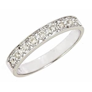 0.11ct Pave Set Diamond Wedding Anniversary Band Ring 10K White Gold (VS... by