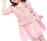 Hedea (ヘデア) 子供服 女の子 ワンピース ニット ジャケット 付き ボレロ 長袖 (ピンク　100ｃｍ)