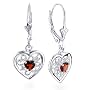 Sterling Silver Filigree Hear Garnet Earring