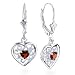 Sterling Silver Filigree Hear Garnet Earring