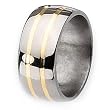 14k Gold Inlaid Polished Titanium Ring (10.0 mm) With Wood Box - Sizes 8-12