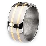 Chisel 14k Gold Inlaid Polished Titanium Ring (10.0 mm) With Ring Box - Sizes 8-12