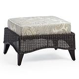 Sevilla Outdoor Ottoman Cushion - Cabana Stripe Stone with Natural Piping - Frontgate, Patio Furniture