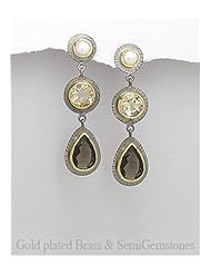 Fresh Water Pearls Earrings In Brass