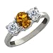 1.00 Ct Oval Orange Tourmaline and White Diamond 10k White Gold Ring